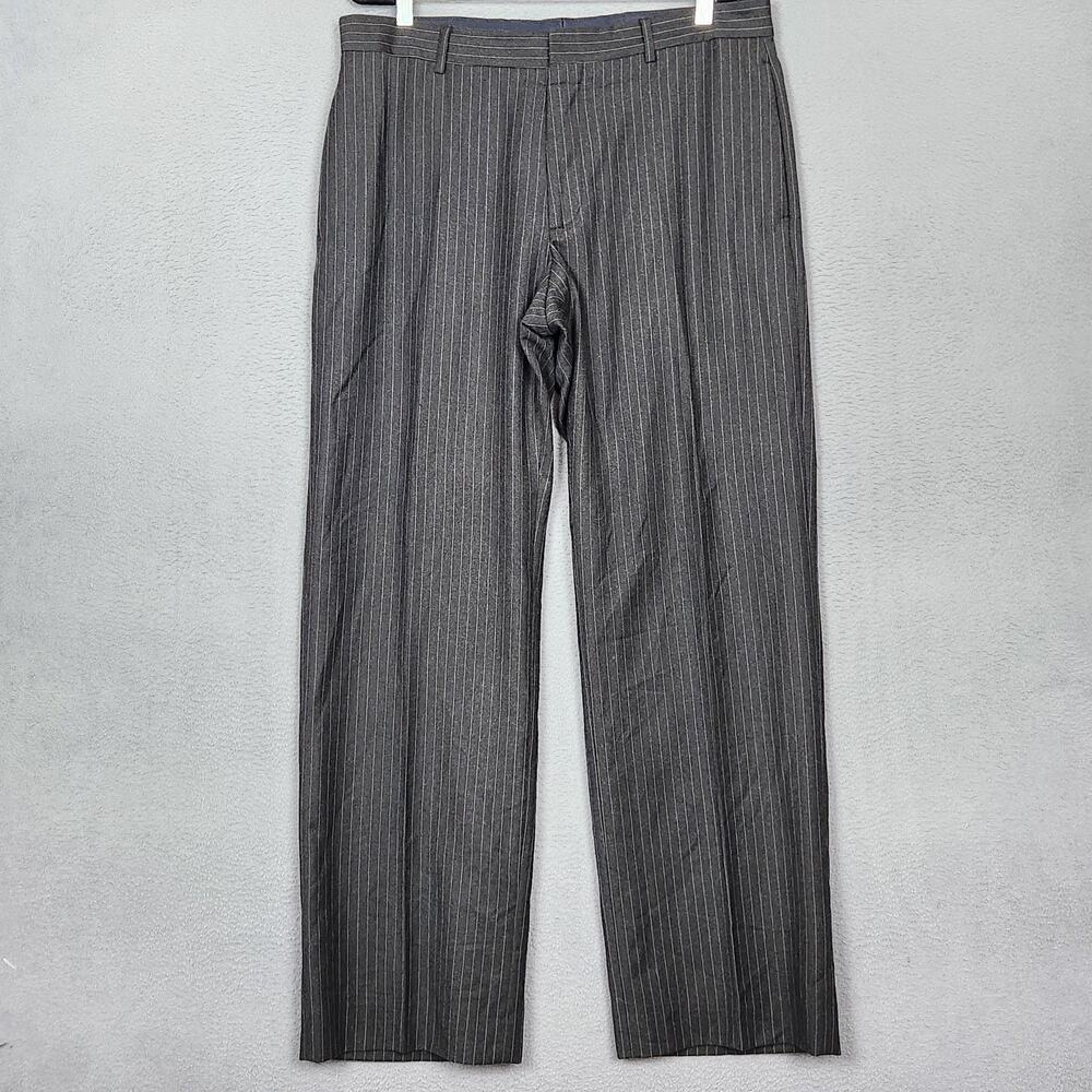 Banana Republic Pants Mens 35x32 Gray Wool Pinstripe Dress Trousers Lined